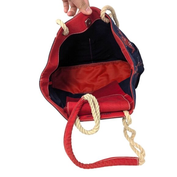 Tommy Hilfiger Navy Nautical Cape Cod Lobster Canvas Shoulder Bag Tote Purse - Picture 6 of 10